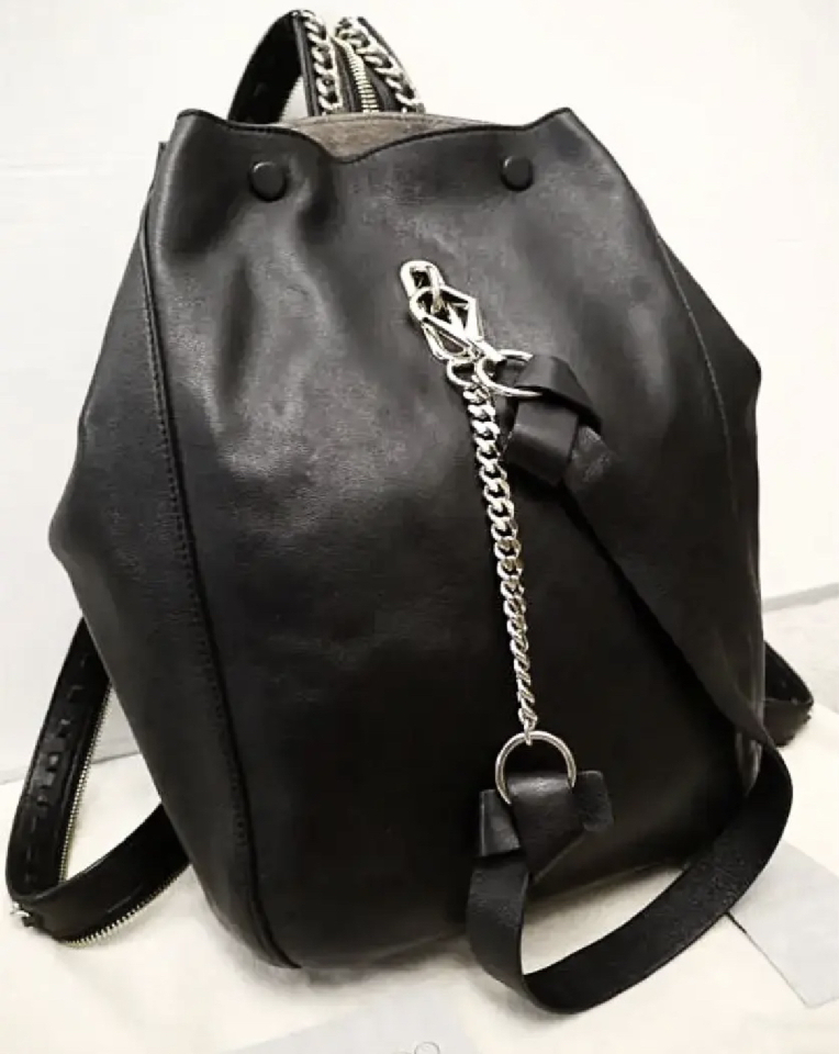 JIMMY CHOO Jimmy Choo ECHO Echo chain strap leather backpack daypack backpack black ◆Standard model with gold chain