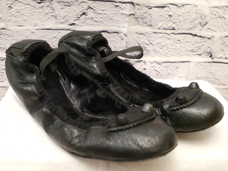 Beautiful Balenciaga Giant Covered Leather Ballet Shoes Flat Pumps 38 Black