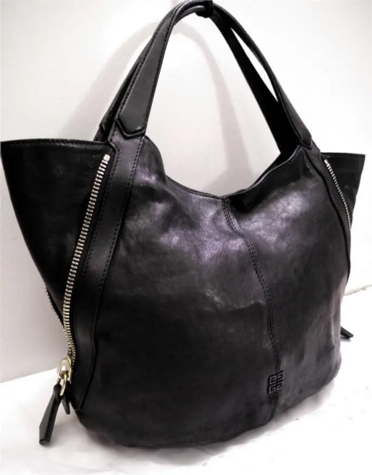 Rare★GIVENCHY TINAN TINAN A4 Leather Tote Hand Bag Black
