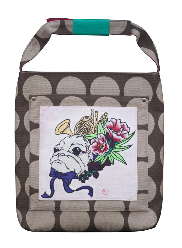 Kakishibu Dyed Pug Pattern Shoulder Bag
