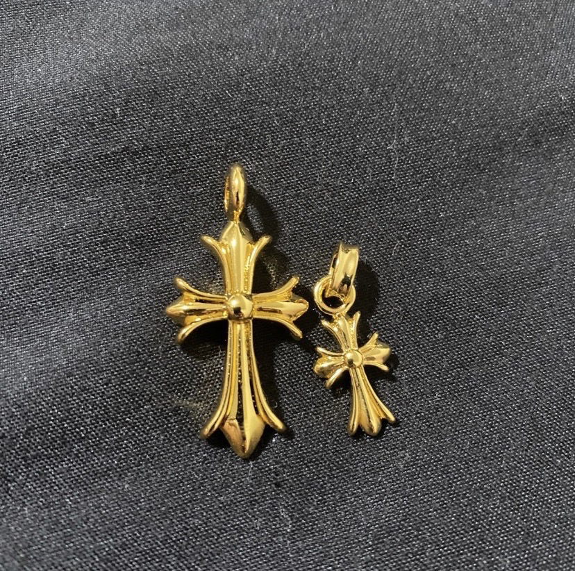 Necklace pendant top cross charm 22k gold