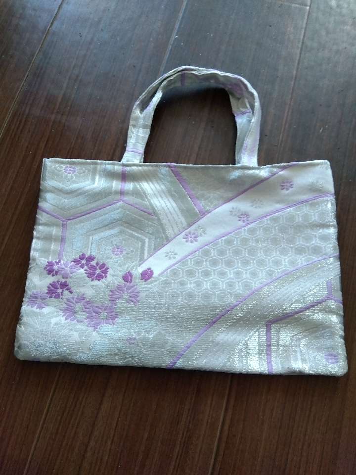 Mini tote bag made from a kimono obi remake.