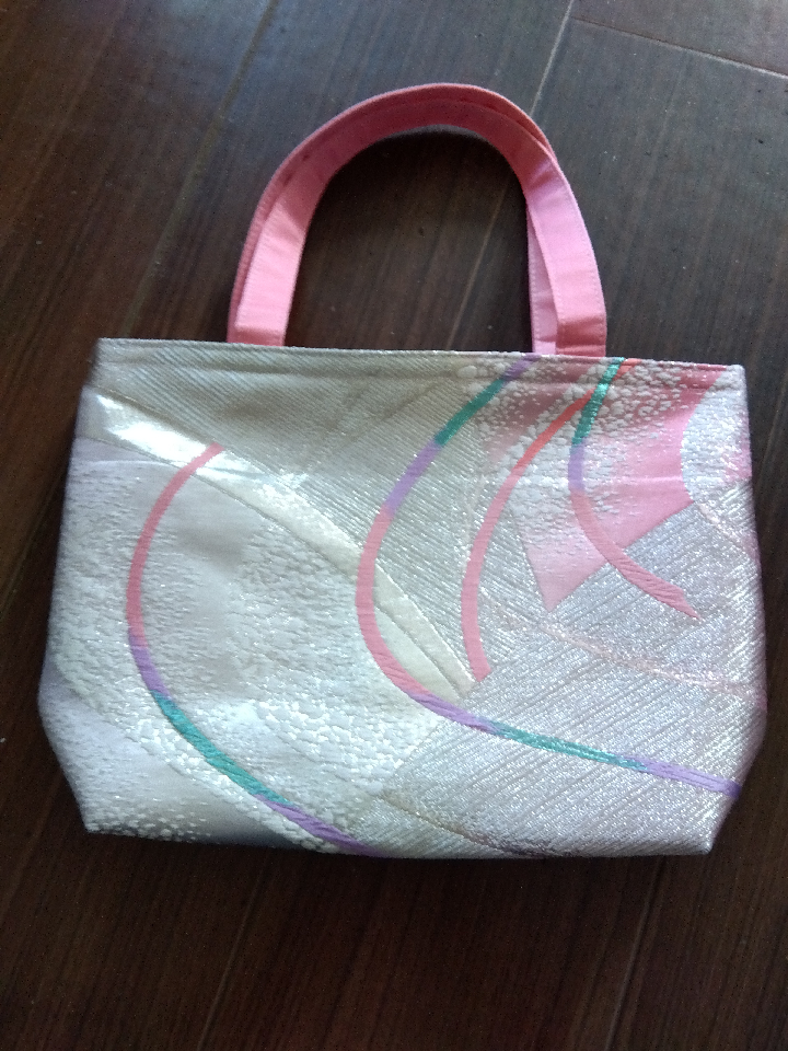 Mini tote bag made from a kimono obi remake.