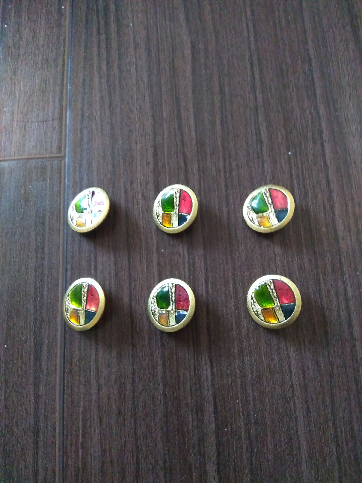 Set of 6 buttons. Cloisonne ware.