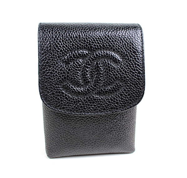Chanel Cigarette Case Icos Case Cigarette Case Black Black Caviar Skin Very Beautiful A135511 q223