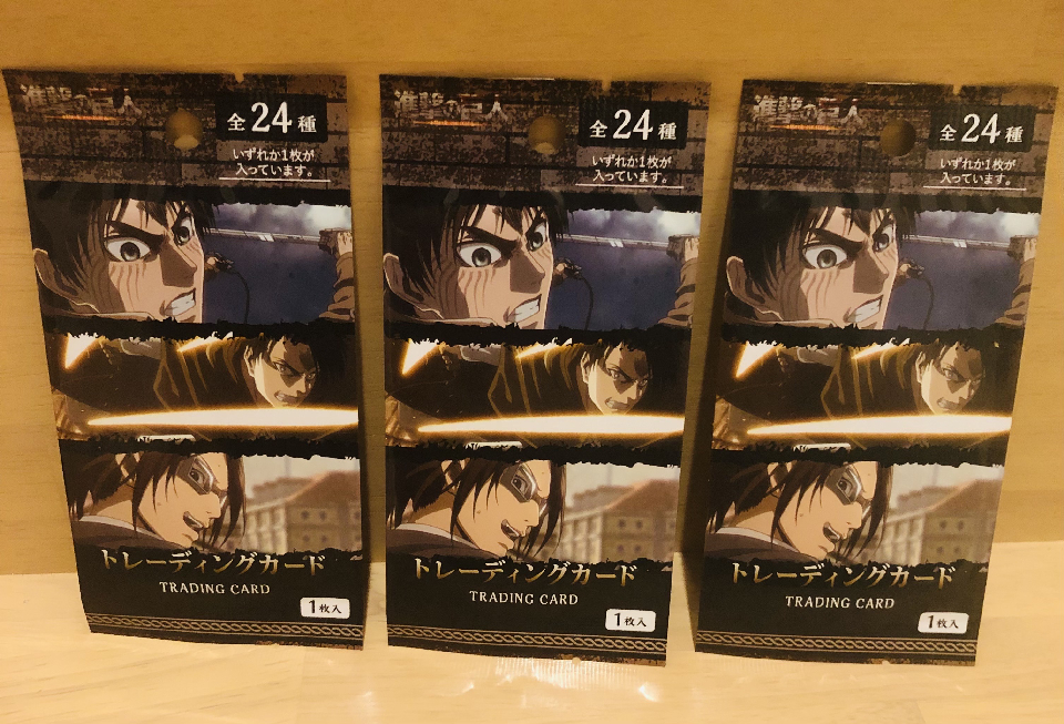 Attack on Titan, trading cards, new unopened set of 3.