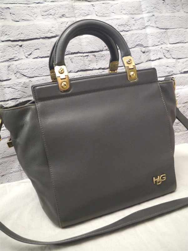 Beautiful GIVENCHY HDG 2way Crossbody Leather Tote Handbag Grey