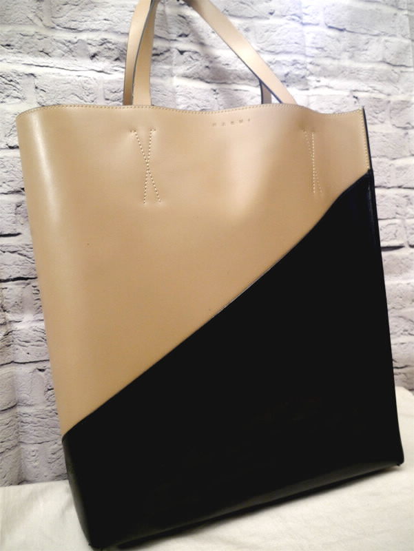 MARNI MARNI A4 leather tote bag, black and brown, elegant and playful, MARNI's fashionable item