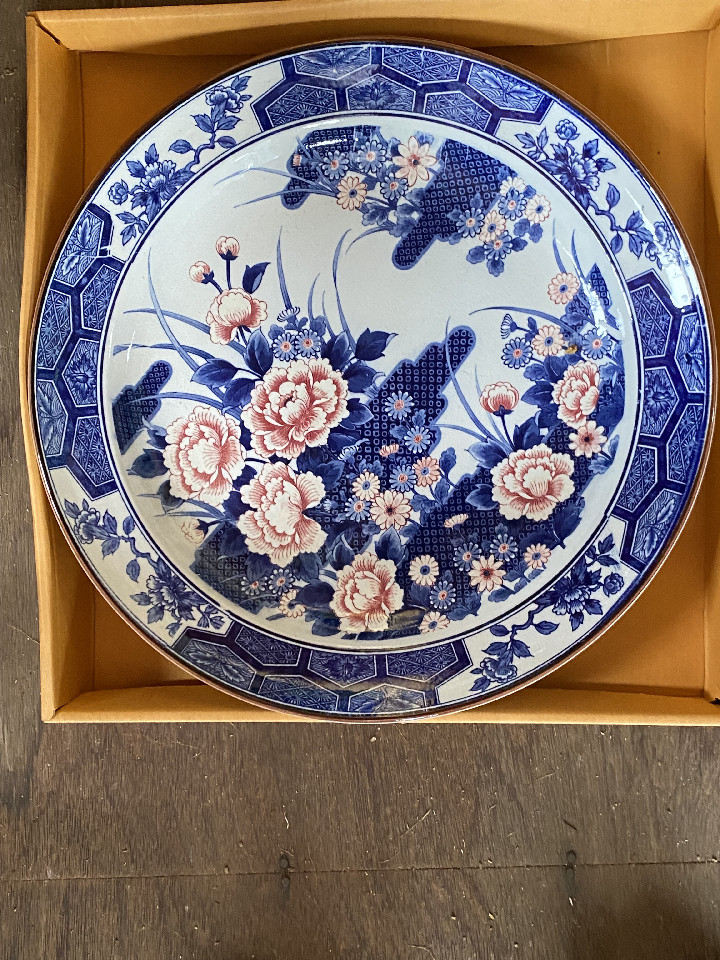 Decorative Dish Large Dish Ceramic Tableware Decorative Dish, Flower Pattern, Sometsuke