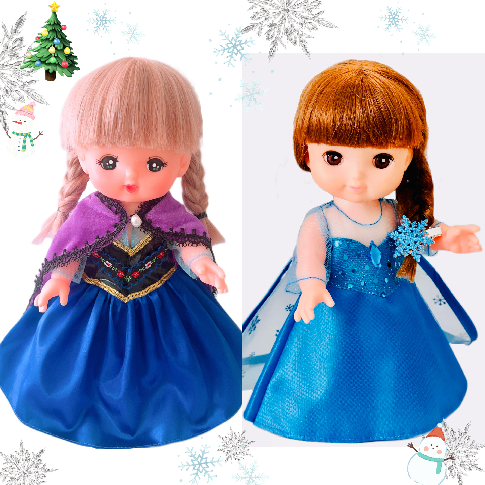 Mel-chan clothes around 25cm 26cm doll clothes princess dress ni dress set with cloak dress and snowflake dress popular doll dress-up clothes with 1 snowflake pin