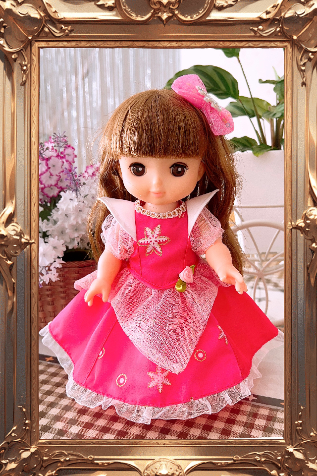 Mel-chan clothes Soran-chan clothes around 25cm 26cm doll clothes princess dress set pink dress and glitter ribbon set popular doll dress-up clothes